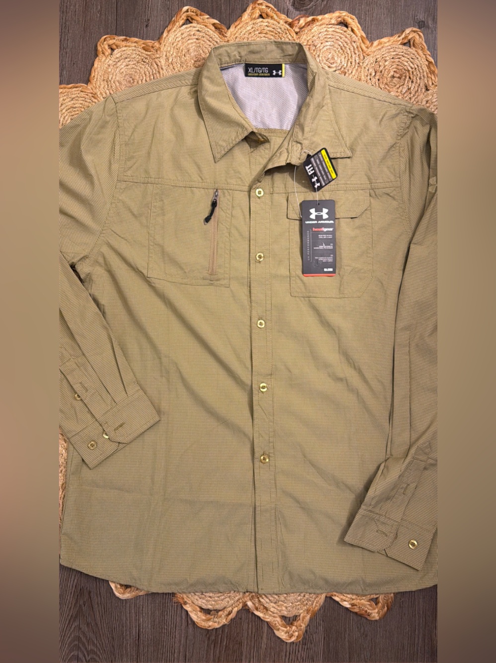 Under Armour Men's Tan Lightweight Button-Up Shirt